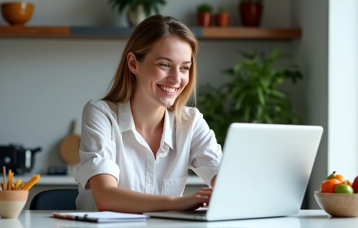 Nutricionista realizando consulta online
