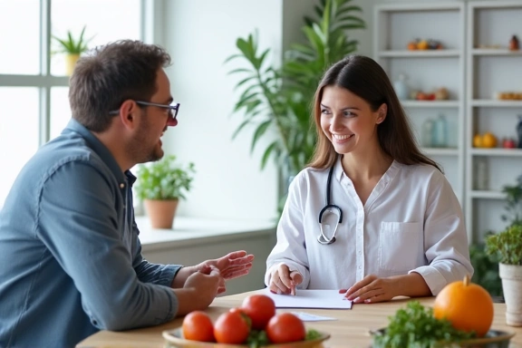 Nutricionista explicando un plan de dieta